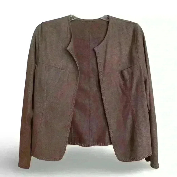 koc Leather & Fur Jackets & Blazers - Koc Leather & Fur Open Jacket - Taupe/Greige UK 34/US size 6